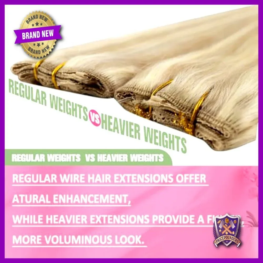 18 Inch Real Human Hair Extensions Large Weight Wire Clip Ins